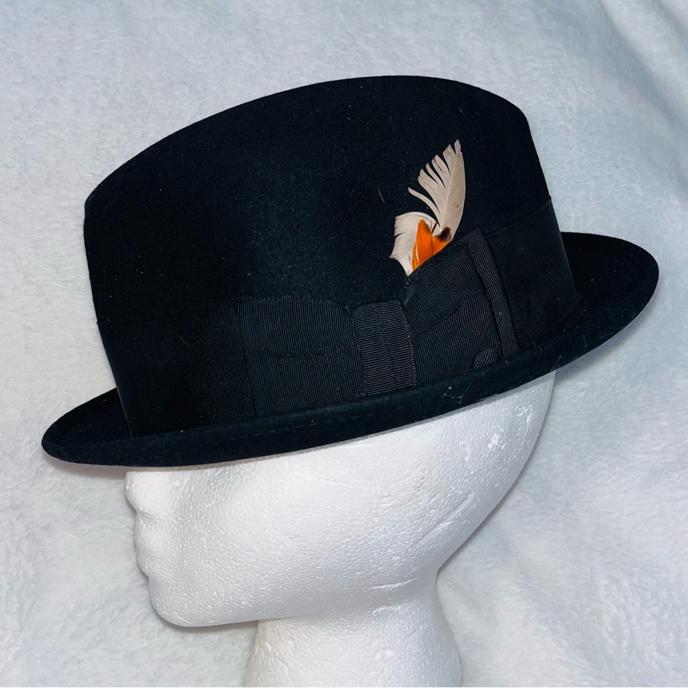 CHAMP Black Felt Fedora Hat Vintage
